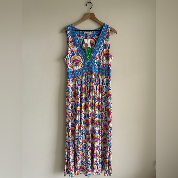 NWT Boden Olympia Maxi Dress Size 10R Colorful Print Pockets - Picture 3 of 12